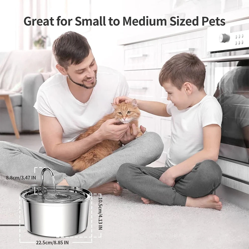 Stainless Steel Automatic Pet Water Feeder USB Electric Mute for Cat Dog Filter Fountain Smart Drinking Bowl